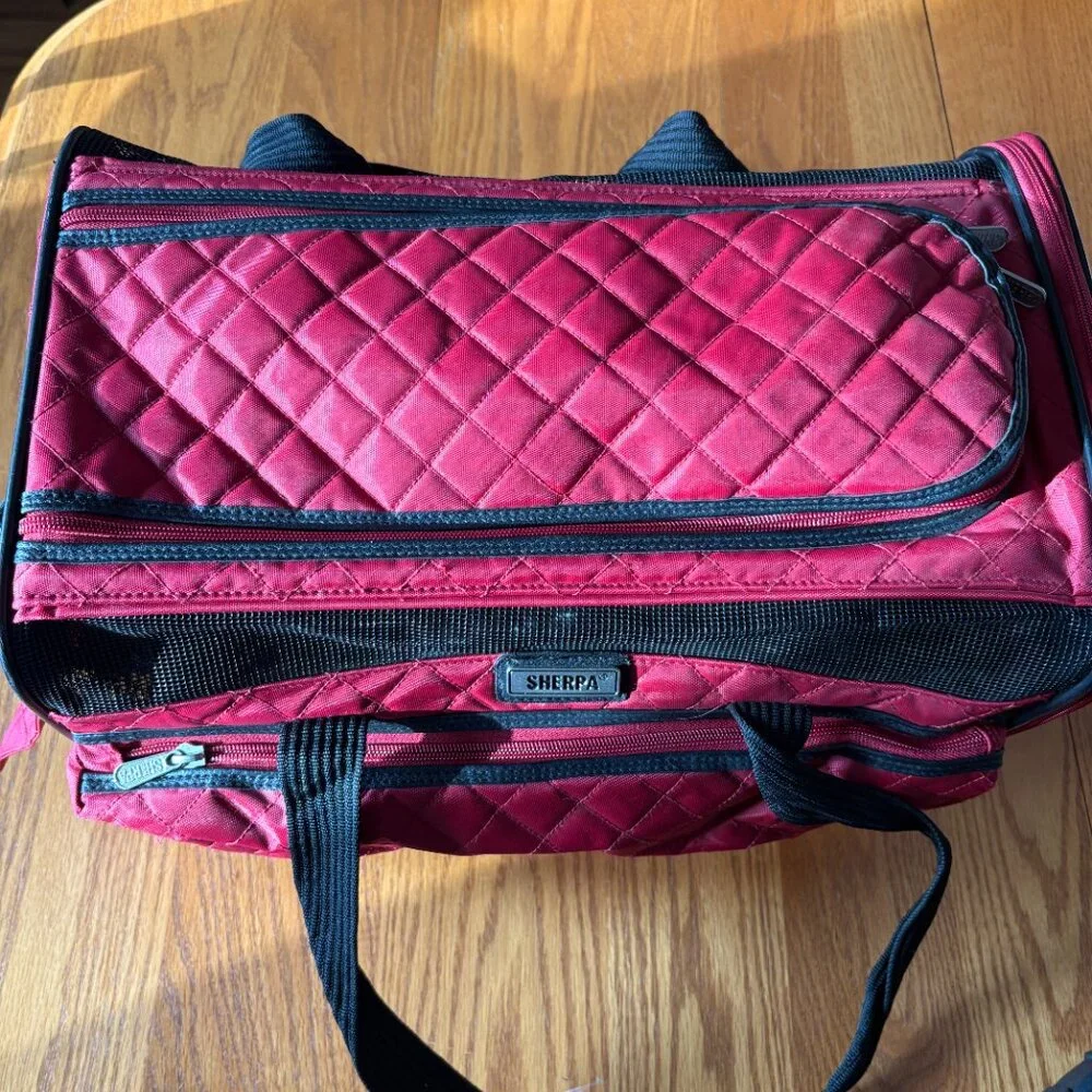 Sherpa Ultimate On Wheels Soft-Sided Pet Carrier – Medium (Red with Black Trim)